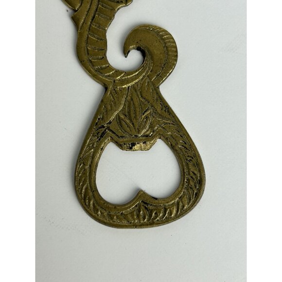 Vintage‎ Sea Horse Bottle Opener Solid Brass Metal Mermaid Core Barware - Picture 4 of 7